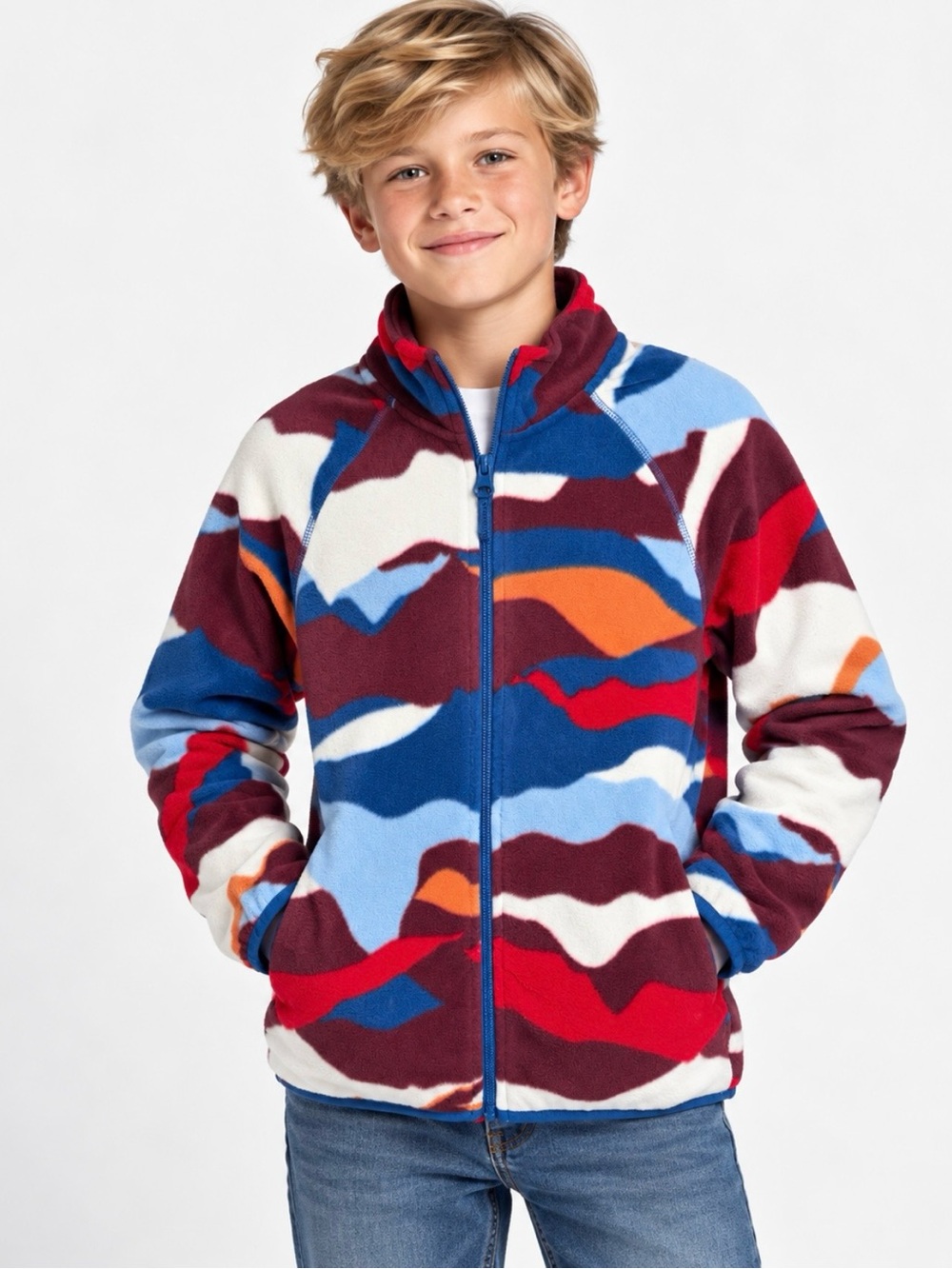 Wonder Nation Kids' L(10/12) Multi-Color Fleece Zip Jacket NWT